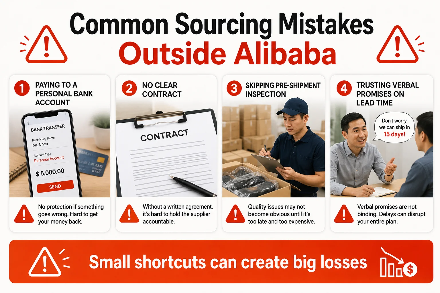 common mistakes sourcing outside alibaba