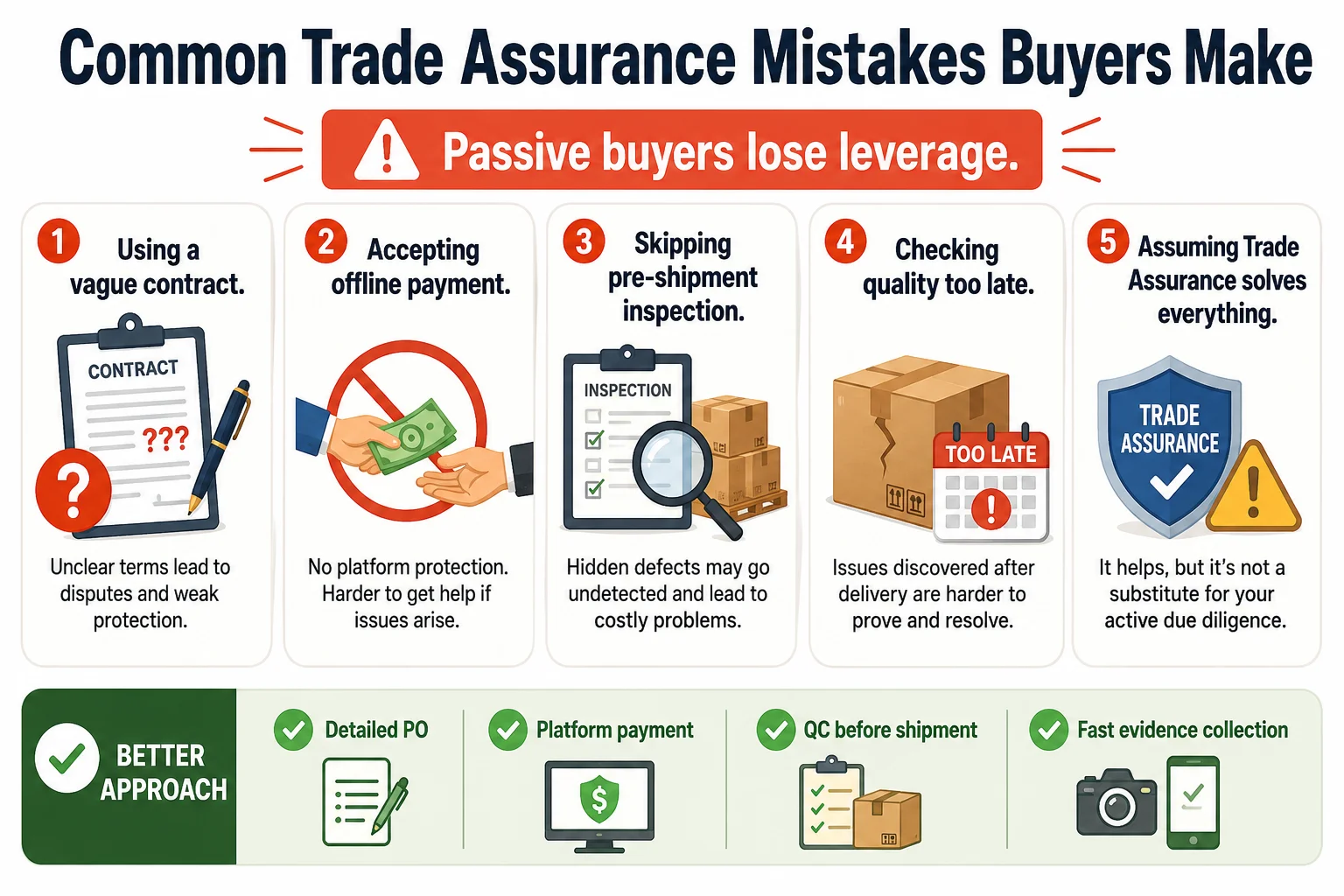 Common buyer mistakes Common Trade Assurance mistakes