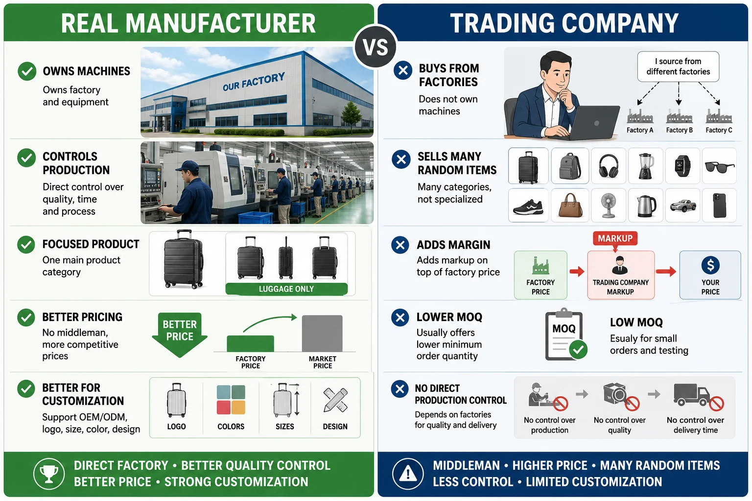 difference between manufacturer and trading company