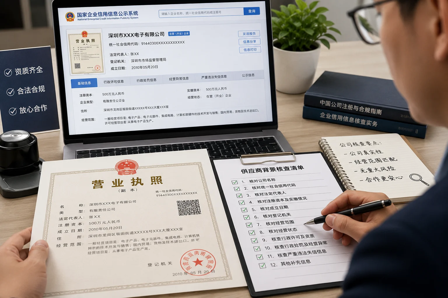 Checking a Chinese Business License A close-up of a Chinese business license.