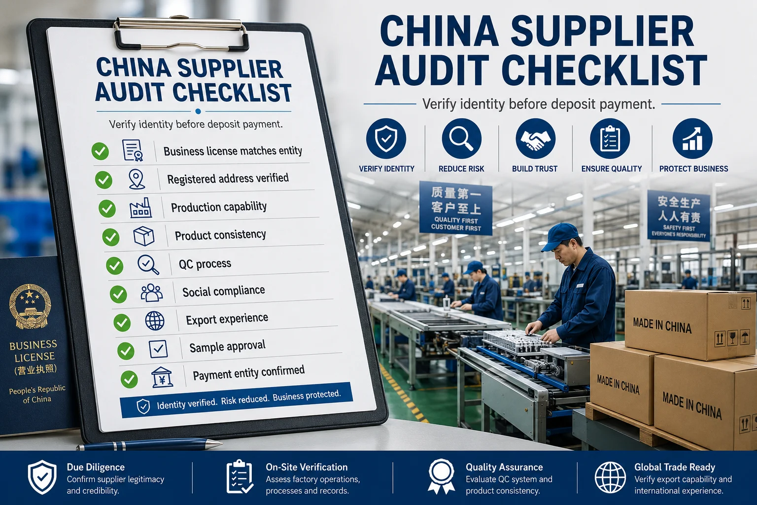 China supplier verification checklist Supplier factory audit checklist in China for verifying supplier identity