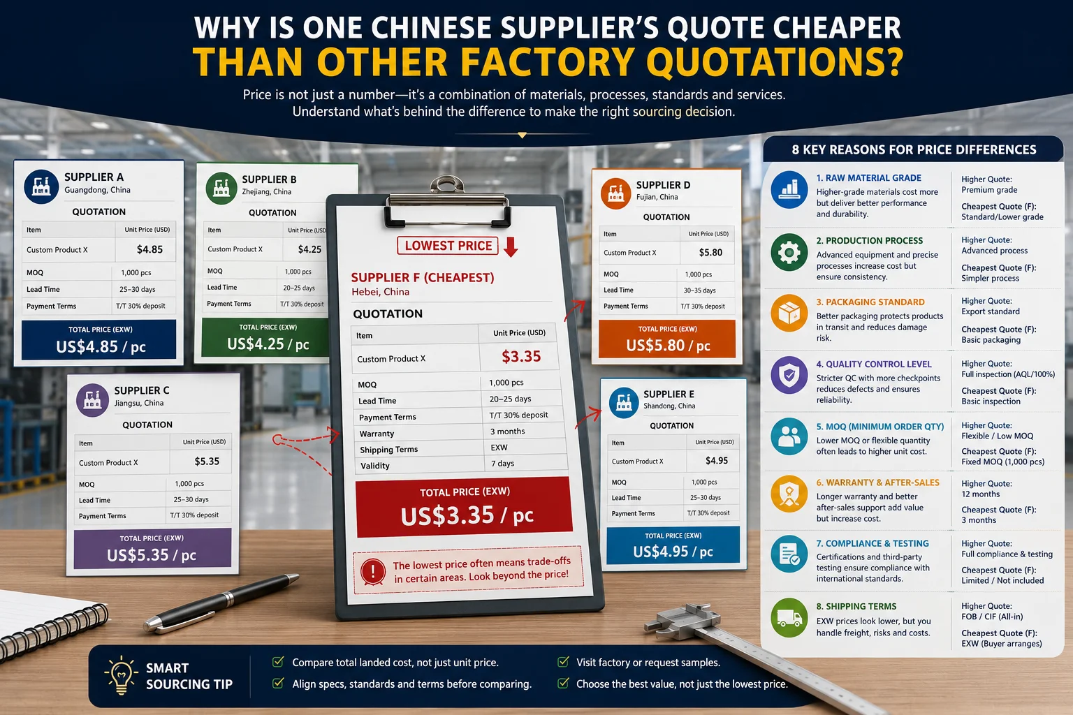 Why Chinese Supplier Prices Differ Why one cheapest Chinese supplier quote is lower than other factory quotations