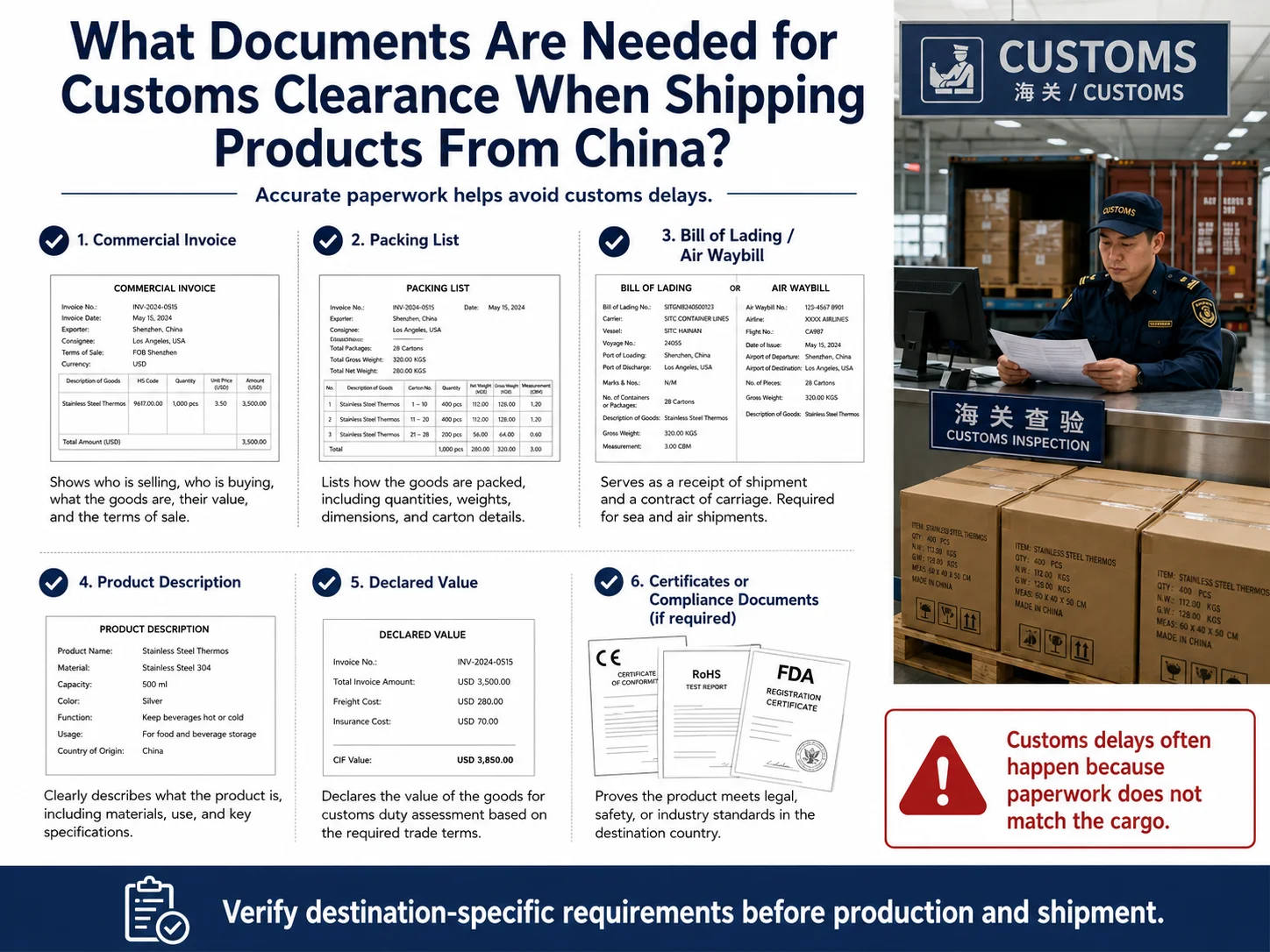China Export and Import Documents Customs documents needed for shipping products from China