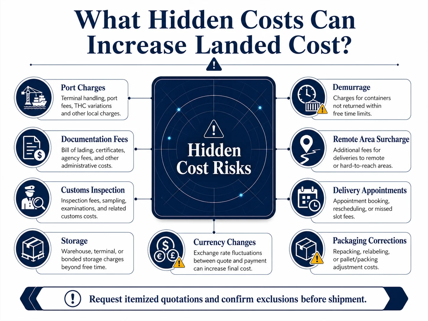 Hidden China import costs Hidden costs that affect landed cost when importing from China