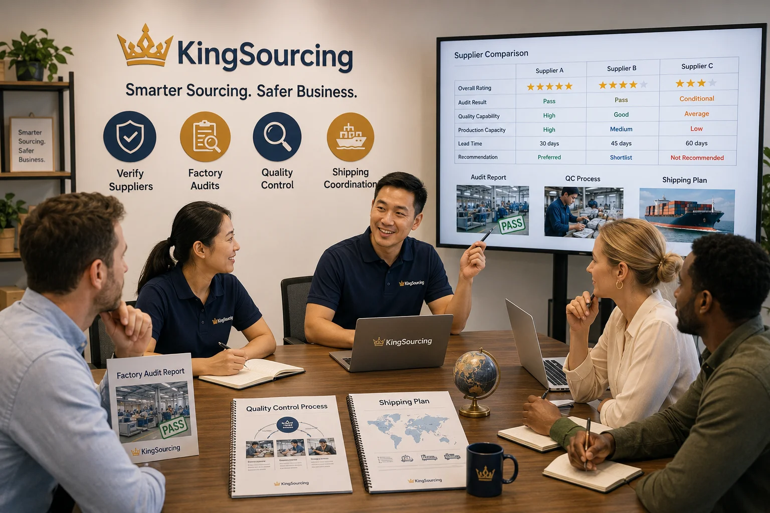 KingSourcing Team Helping Buyers The KingSourcing team having a meeting and discussing a project