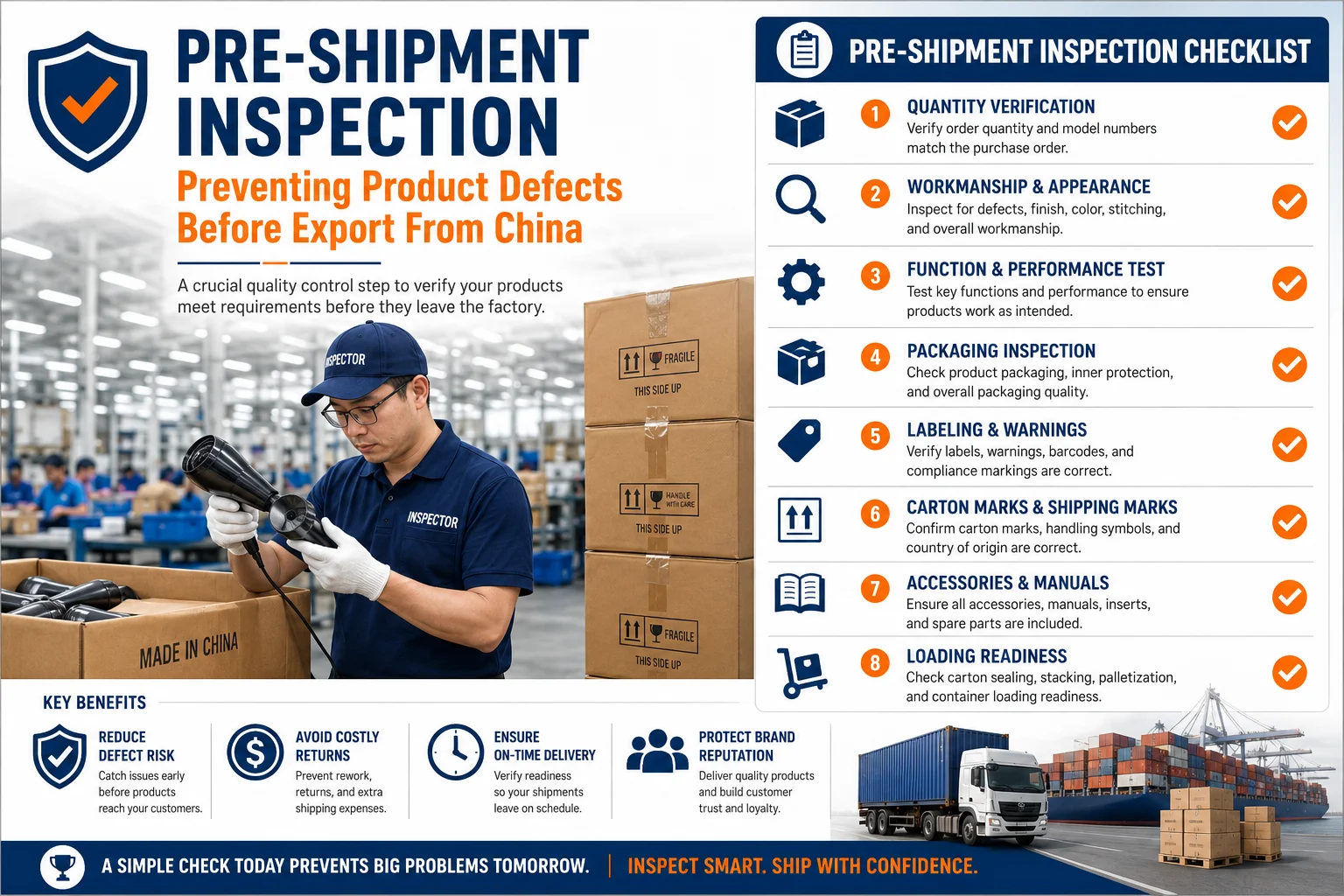 Pre-shipment inspection before export Pre-shipment inspection preventing product defects before export from China