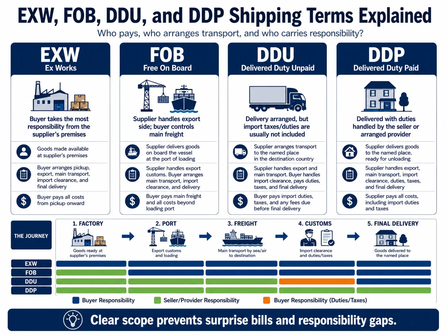 China Incoterms Explained EXW FOB DDU and DDP shipping products from China explained
