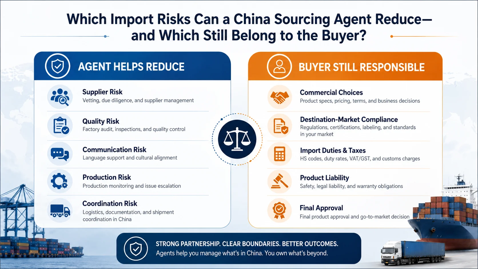 China sourcing agent buyer responsibility boundaries China sourcing agent and buyer responsibilities for import risk management