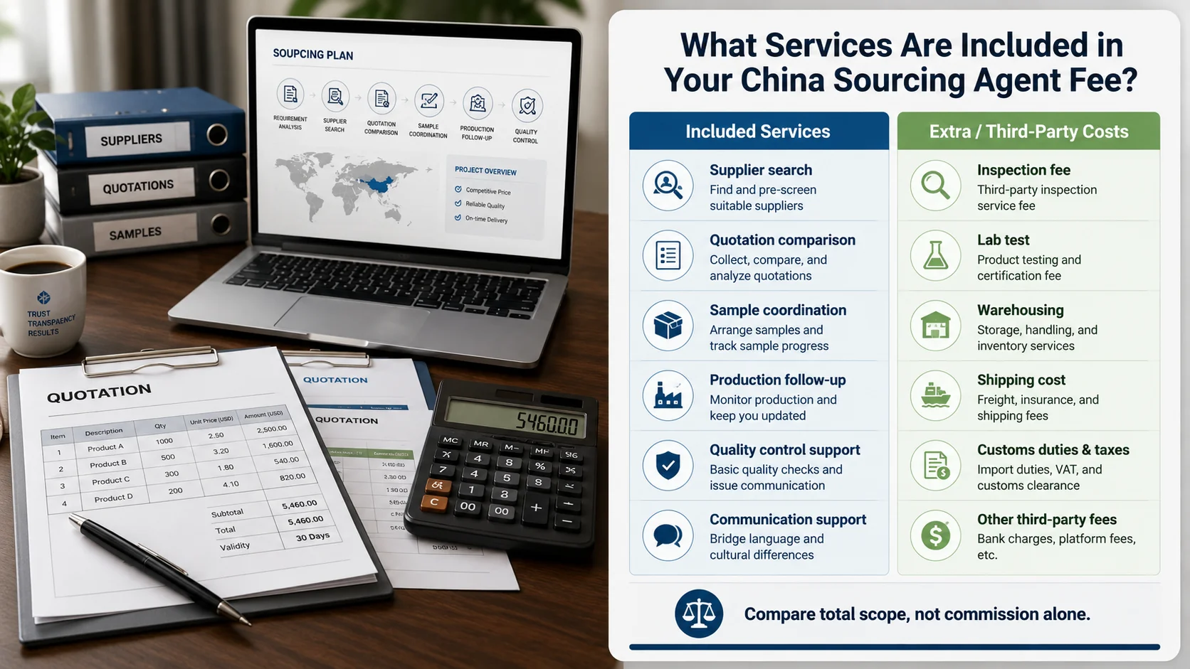China sourcing service fees and included work China sourcing agent fee structure and service scope