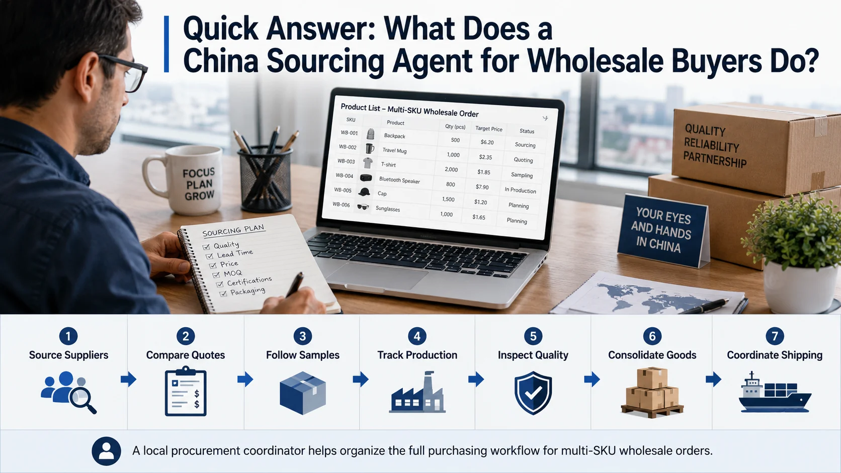 China wholesale sourcing agent coordinating supplier quotes and samples