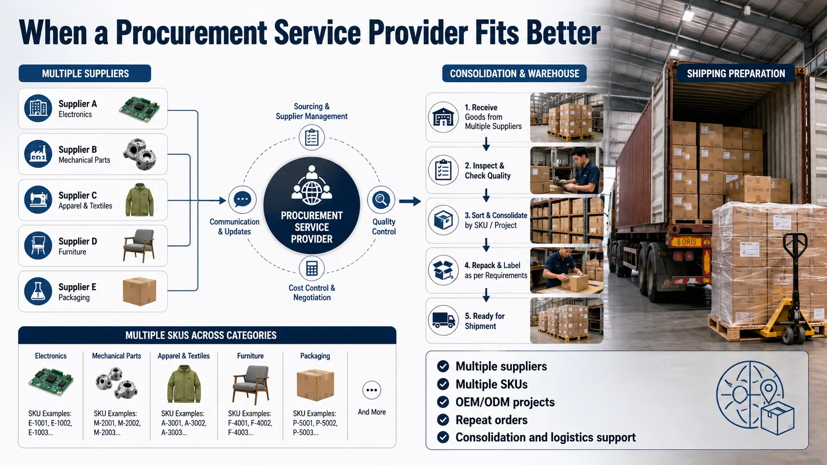 Procurement management China multi supplier orders procurement management China for multiple suppliers and product categories