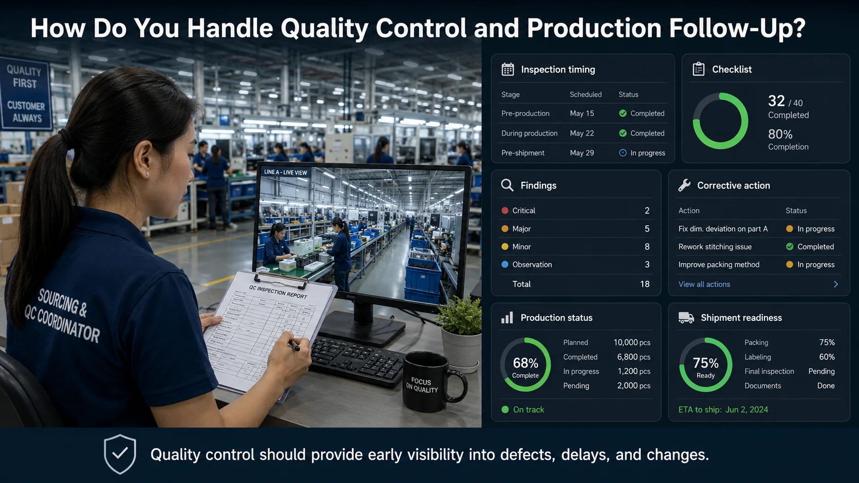 China quality control and production follow-up process China sourcing agent quality control inspection and production follow-up