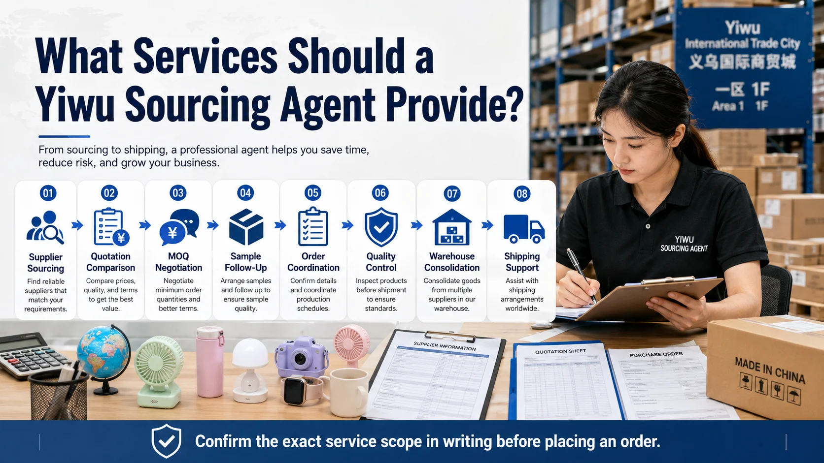Yiwu sourcing company managing samples quality control and shipping