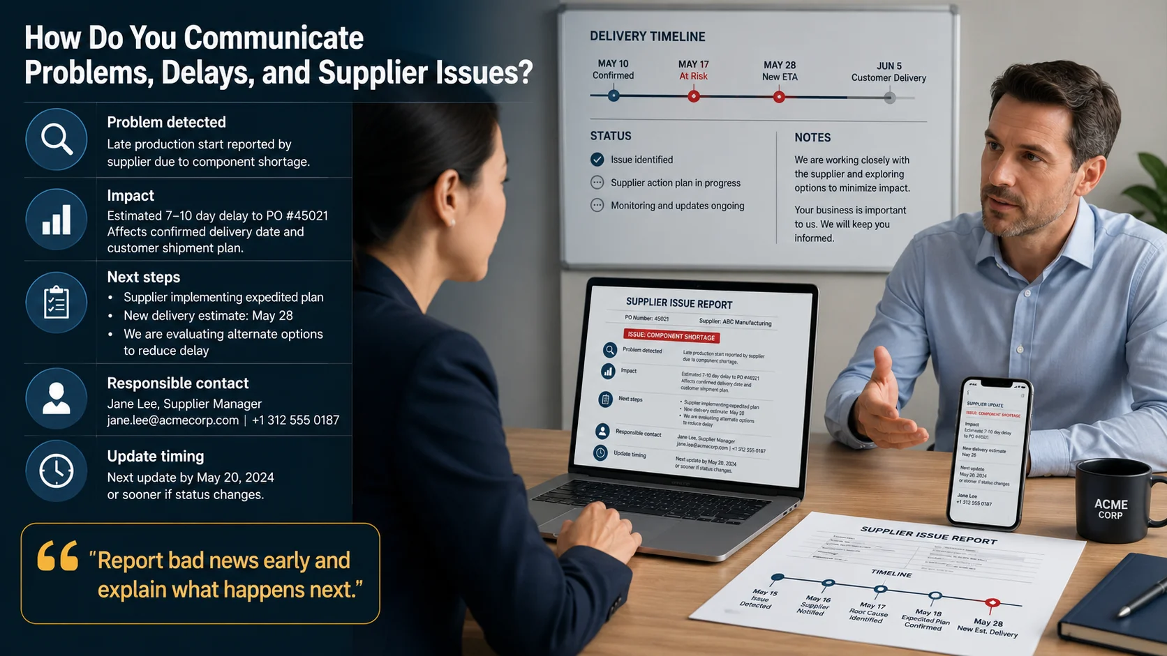 Supplier issue communication and sourcing team accountability reliable China sourcing agent communication and issue escalation