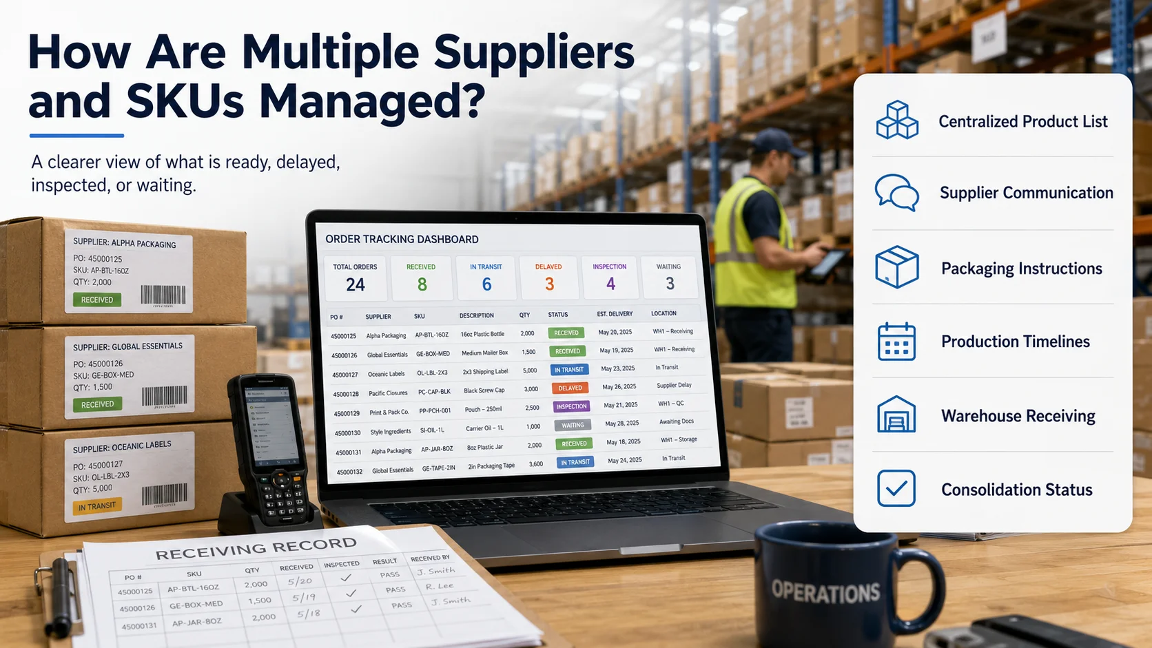 China wholesale sourcing agent managing multiple suppliers and product SKUs