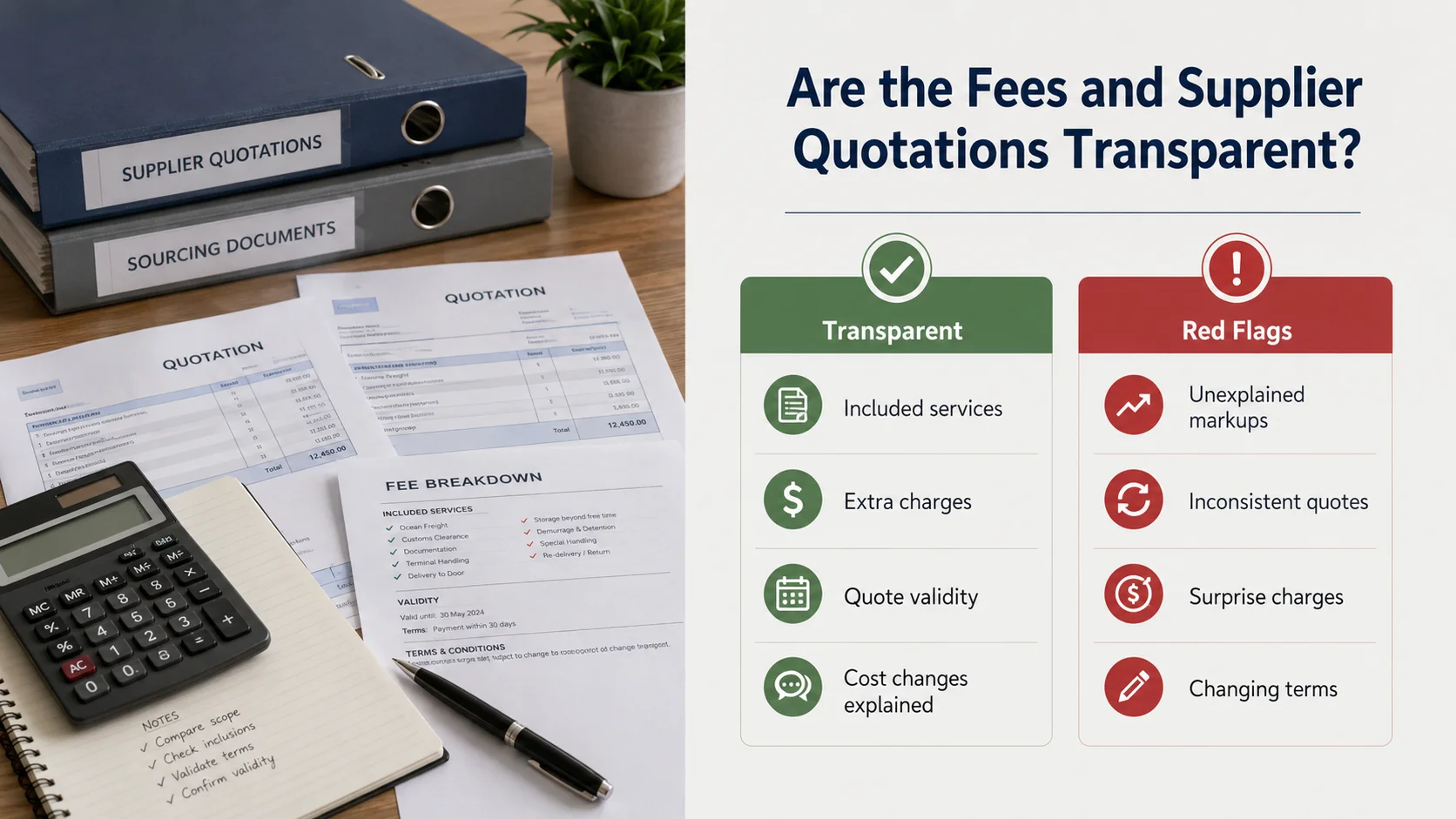 Transparent China sourcing agent fees China sourcing agent red flags involving hidden fees and unclear quotations