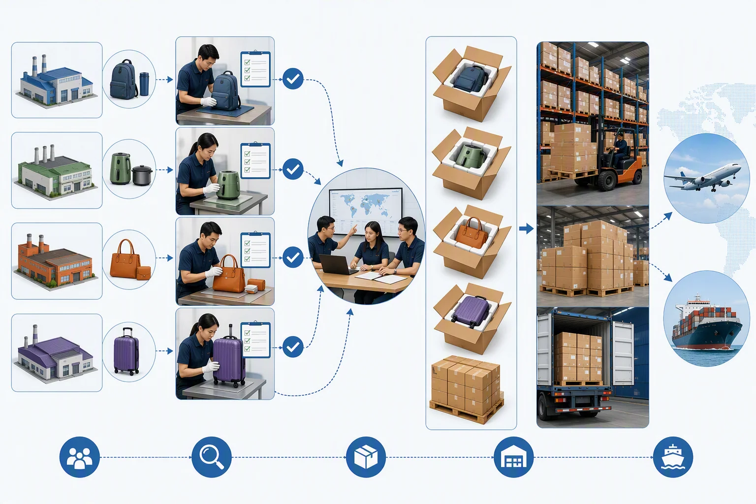China sourcing company quality control and order consolidation process