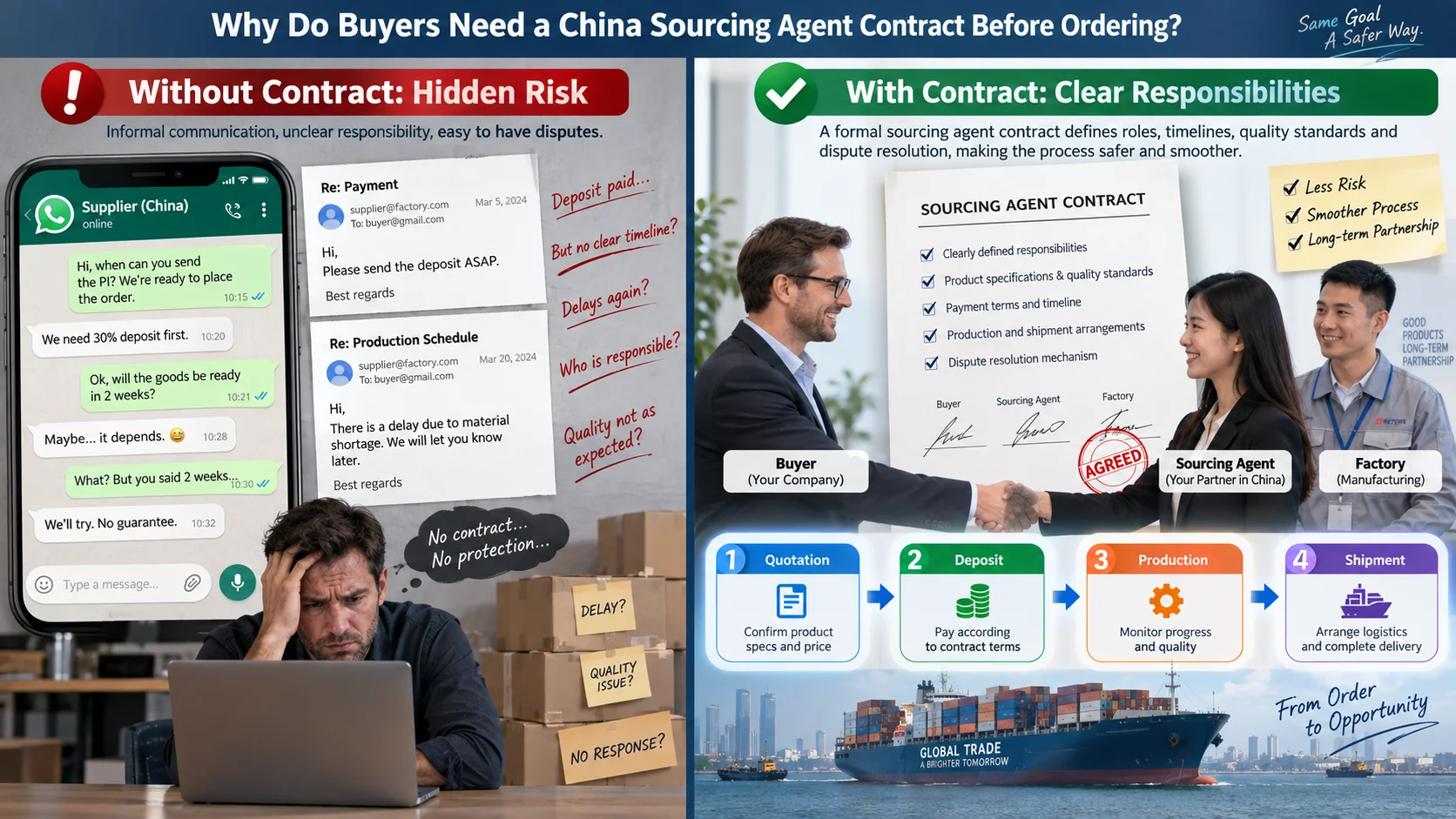 China sourcing agreement before ordering China sourcing agent contract before placing a factory order